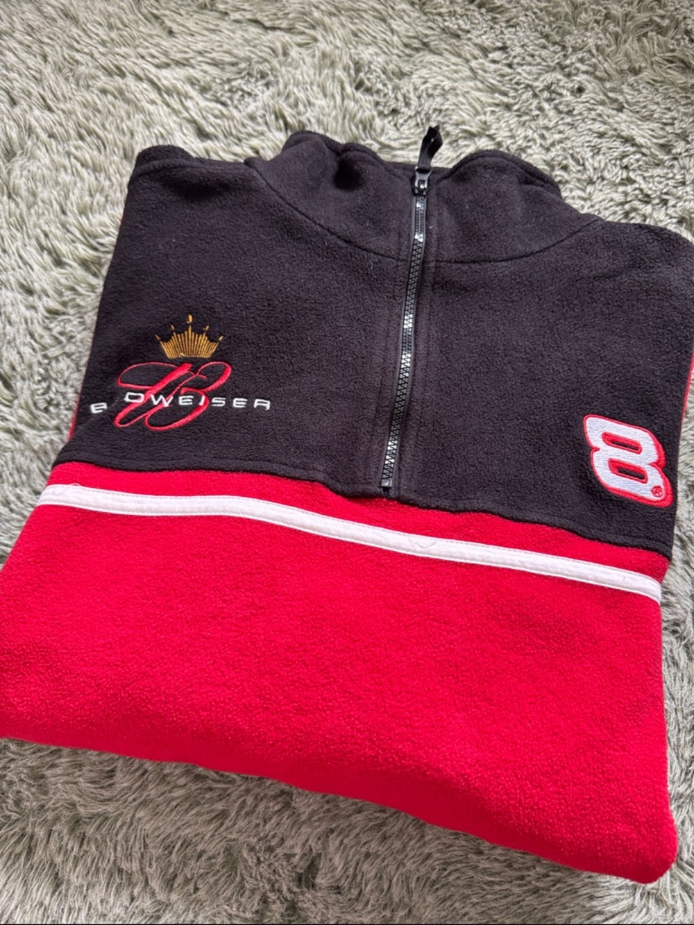 Dale Jr. Red and Black Half-Zip Fleece Pullover